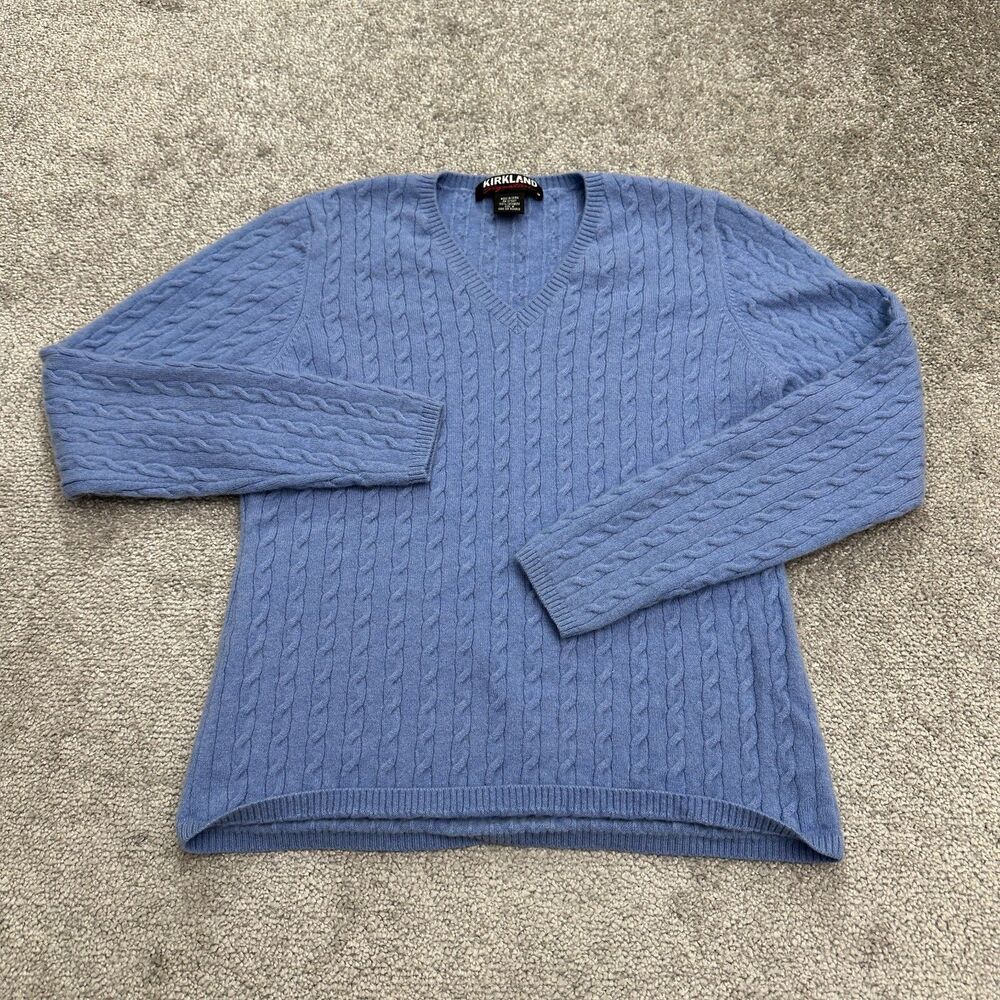 Kirkland Signature Cashmere Blue Sweater Womens Medium (Fits Smaller) Shrink